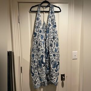 Blue and White Patterned Coverup